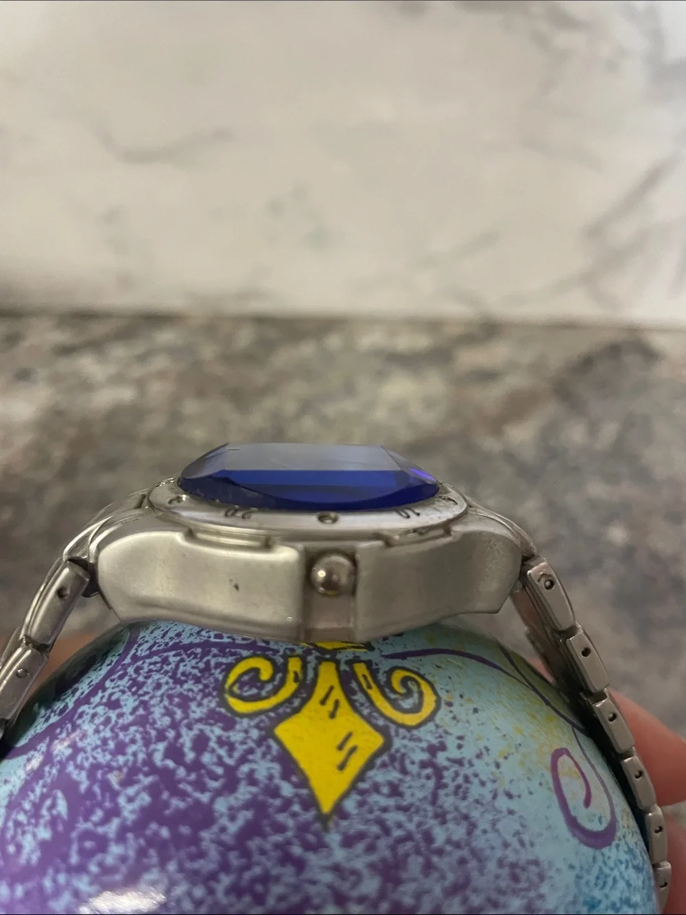 Geneva Silver Bracelet Watch with Blue Dial